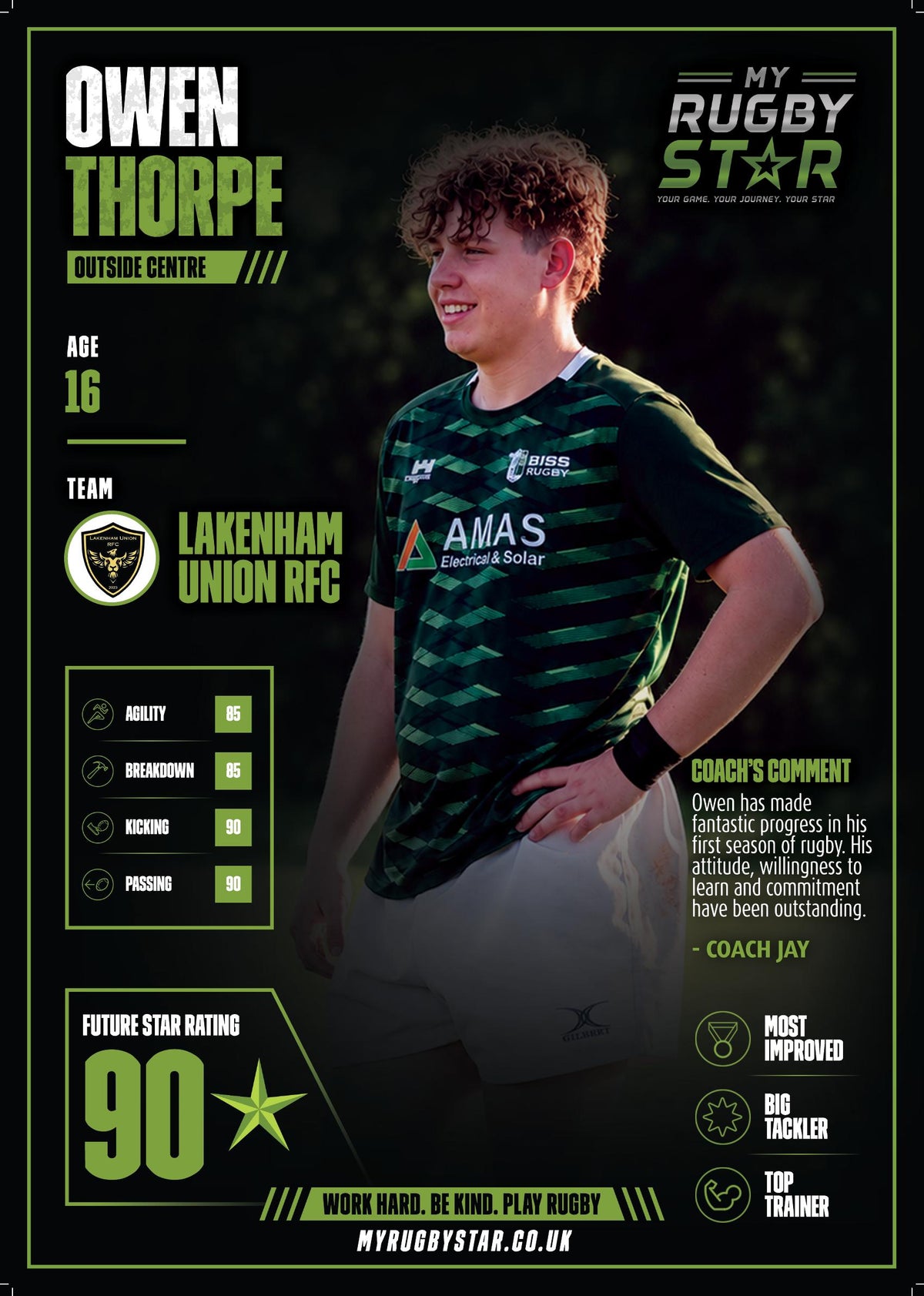 My Rugby Star- Personalised A4 Print
